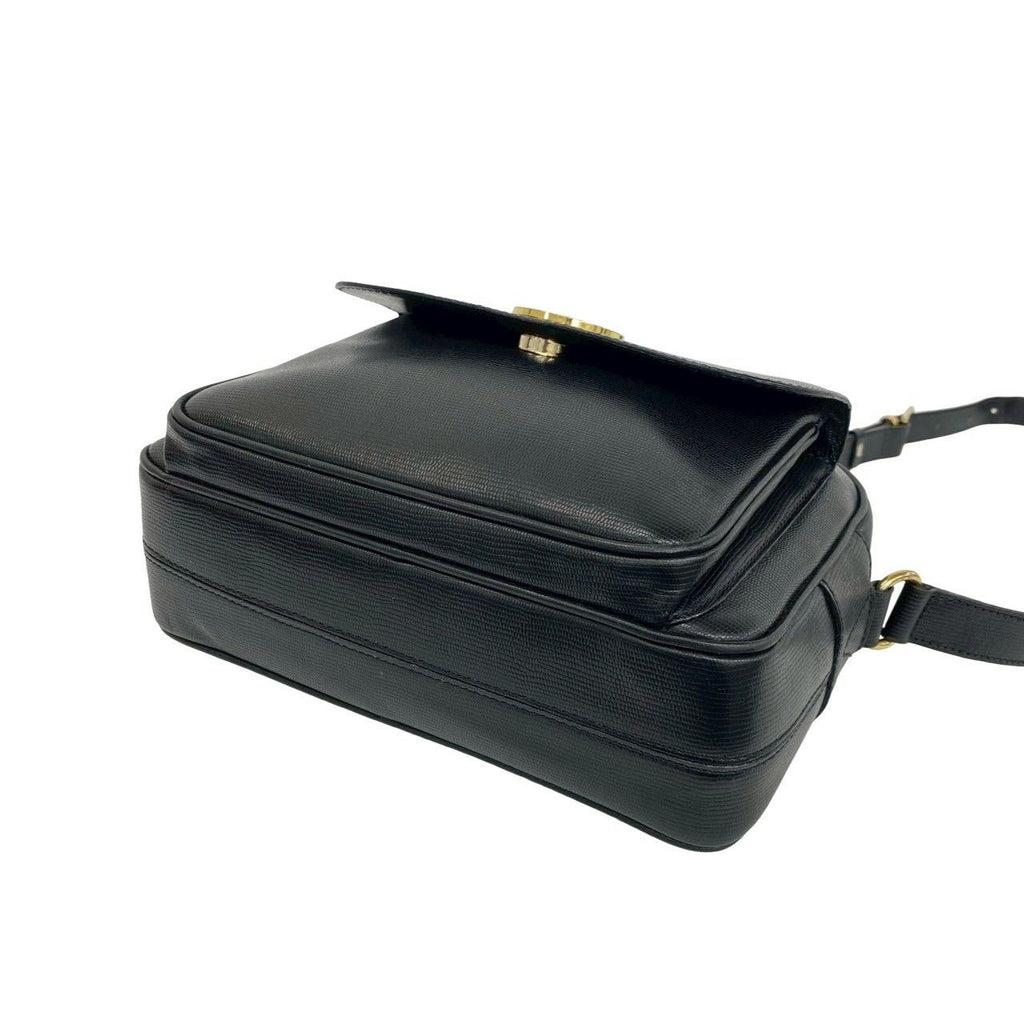 Celine Vintage Circle Logo Leather Mini Shoulder Bag Crossbody Black — view 8