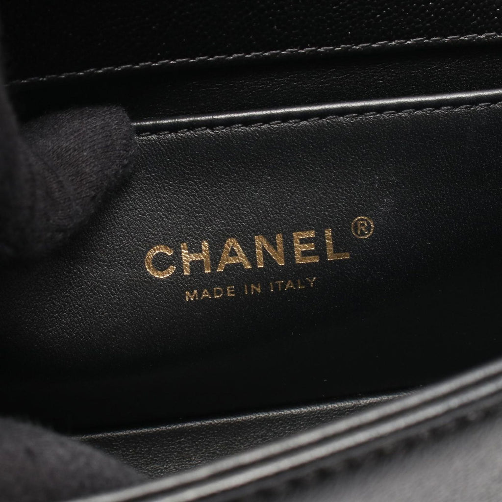 Chanel Shoulder Bag Boy Small Black Caviar Leather Boy Stitch Chain — view 4