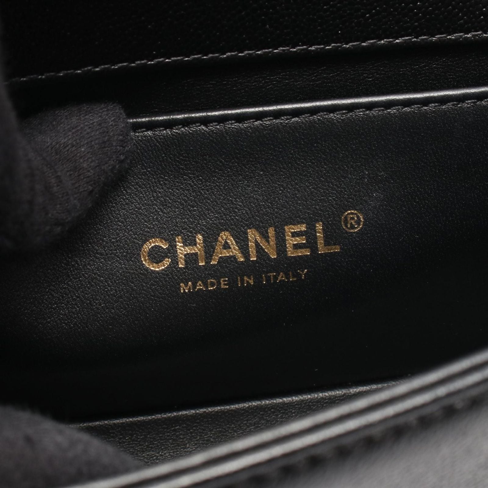Chanel Shoulder Bag Boy Small Black Caviar Leather Boy Stitch Chain — view 4