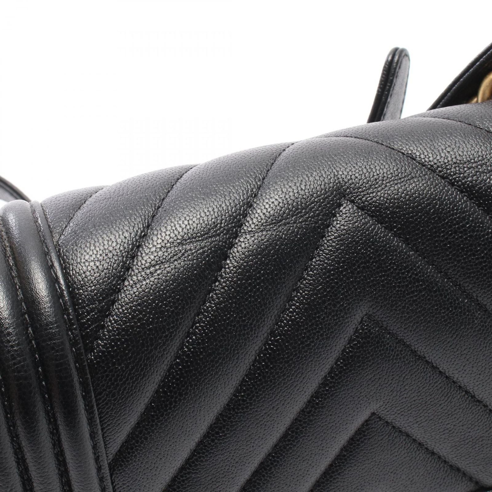 Chanel Shoulder Bag Boy Small Black Caviar Leather Boy Stitch Chain — view 7