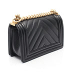 Chanel Shoulder Bag Boy Small Black Caviar Leather Boy Stitch Chain — view 2