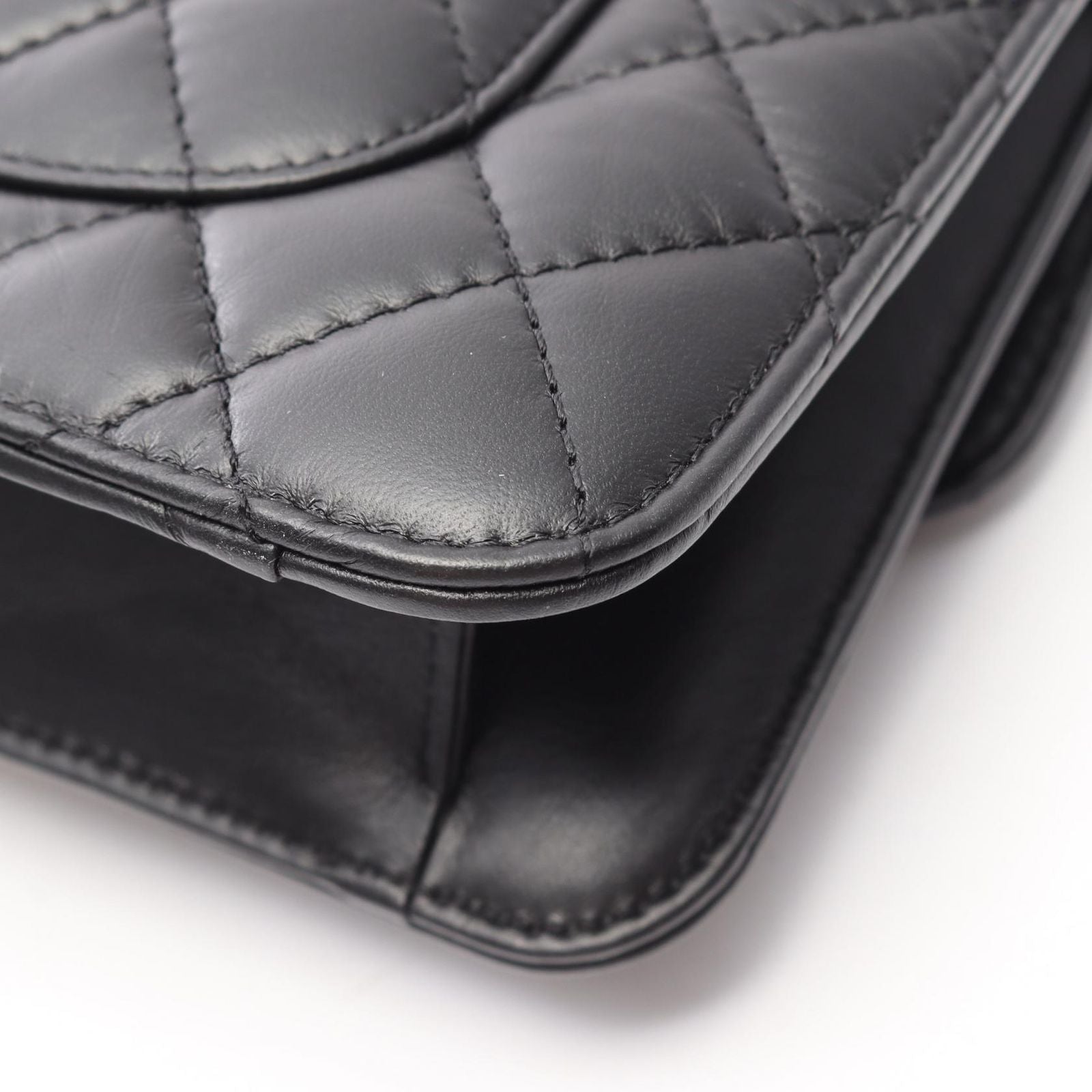 Chanel Shoulder Bag Quilted Small Flap 2-Way Black Lambskin Chain — view 8