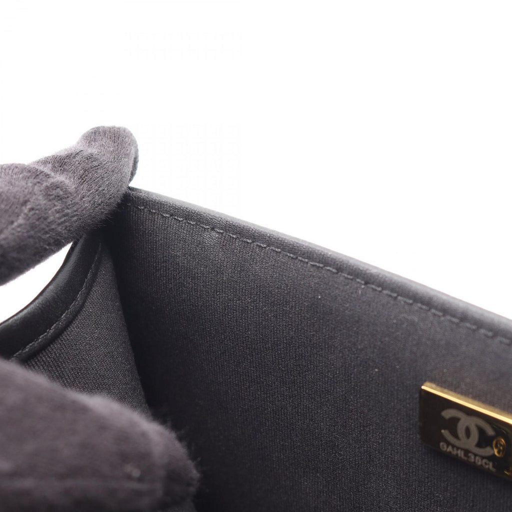 Chanel Shoulder Bag Quilted Small Flap 2-Way Black Lambskin Chain — view 6