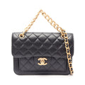 Chanel Shoulder Bag Quilted Small Flap 2-Way Black Lambskin Chain
