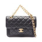 Chanel Shoulder Bag Quilted Small Flap 2-Way Black Lambskin Chain