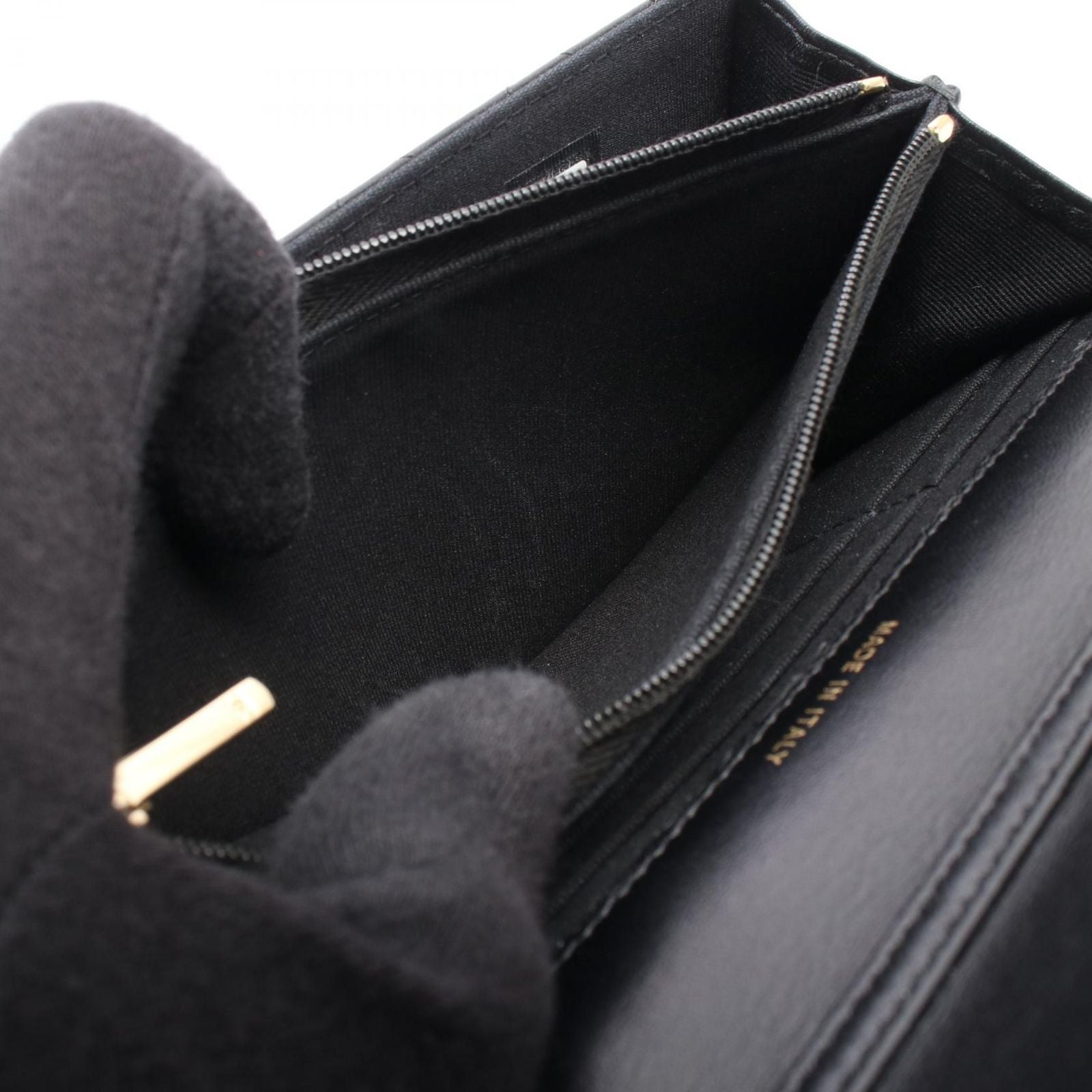 Chanel Shoulder Bag Quilted Chain Wallet Black Lambskin — view 6