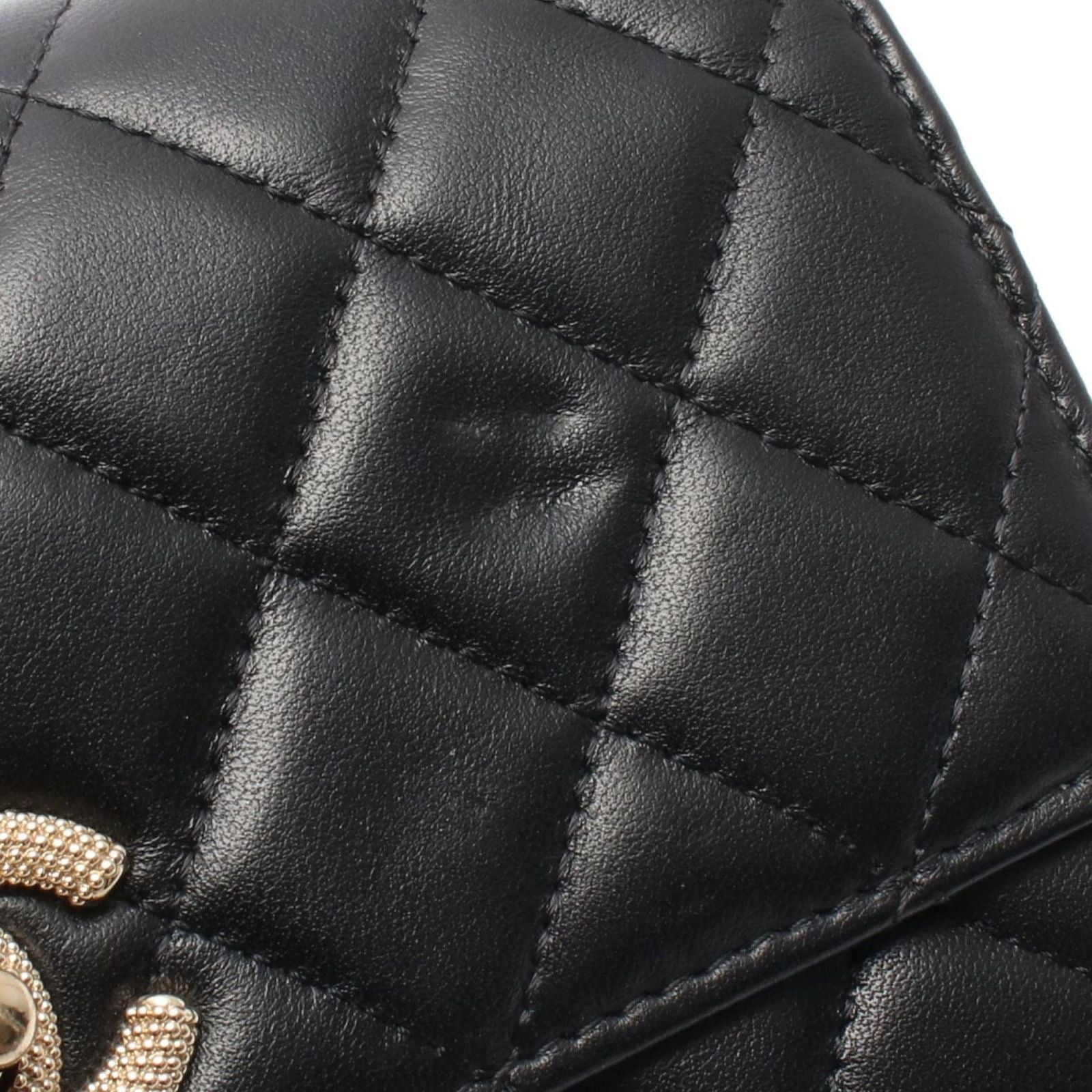 Chanel Shoulder Bag Quilted Chain Wallet Black Lambskin — view 8