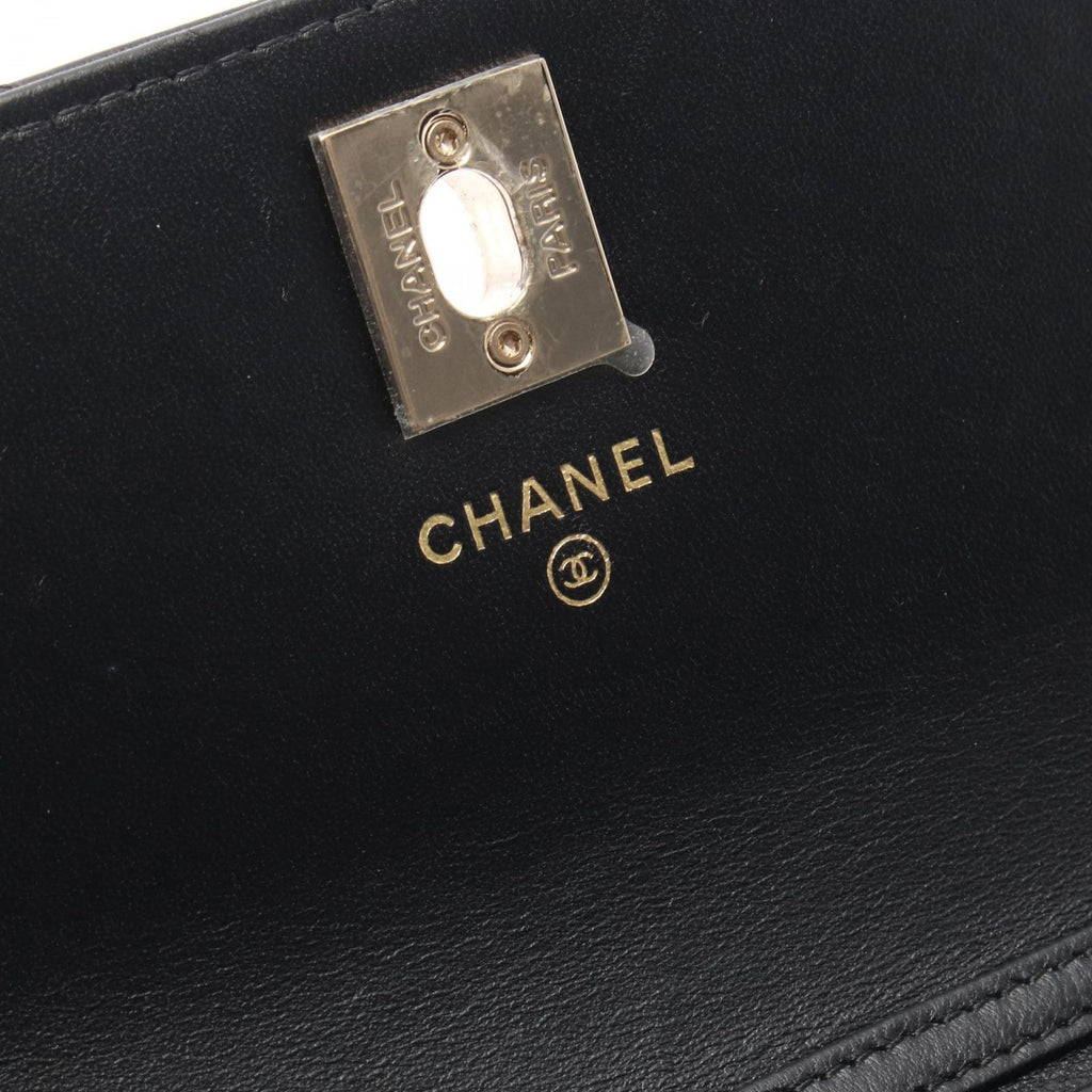 Chanel Shoulder Bag Quilted Chain Wallet Black Lambskin — view 4