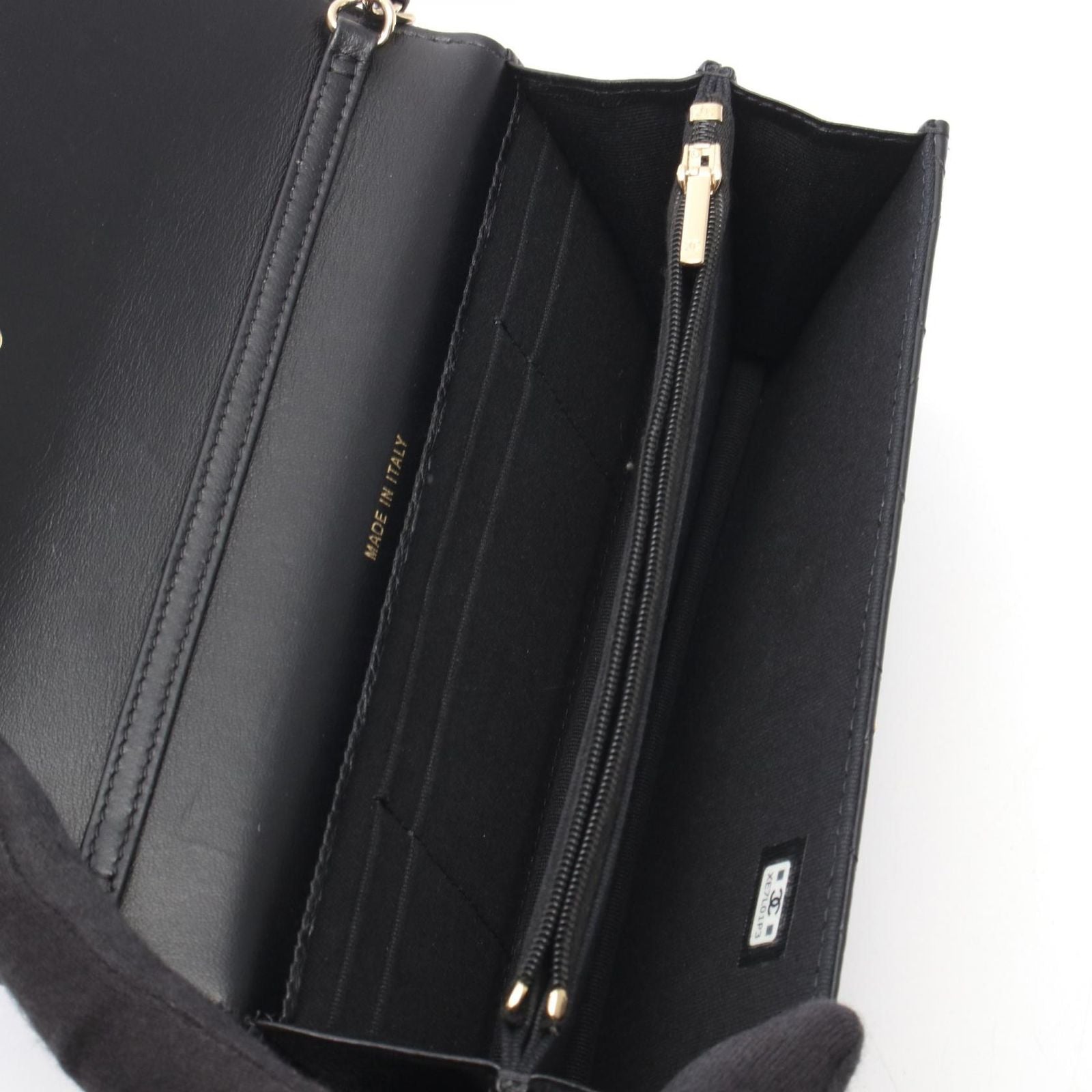 Chanel Shoulder Bag Quilted Chain Wallet Black Lambskin — view 3