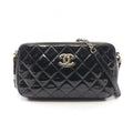 Chanel Shoulder Bag Quilted Black Patent Leather Chain