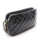 Chanel Shoulder Bag Quilted Black Patent Leather Chain — view 2