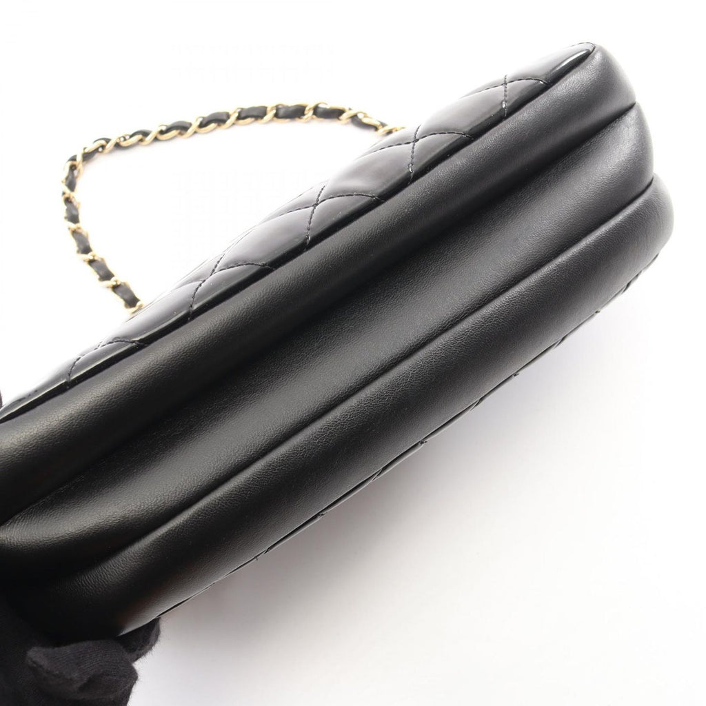 Chanel Shoulder Bag Quilted Black Patent Leather Chain — view 8