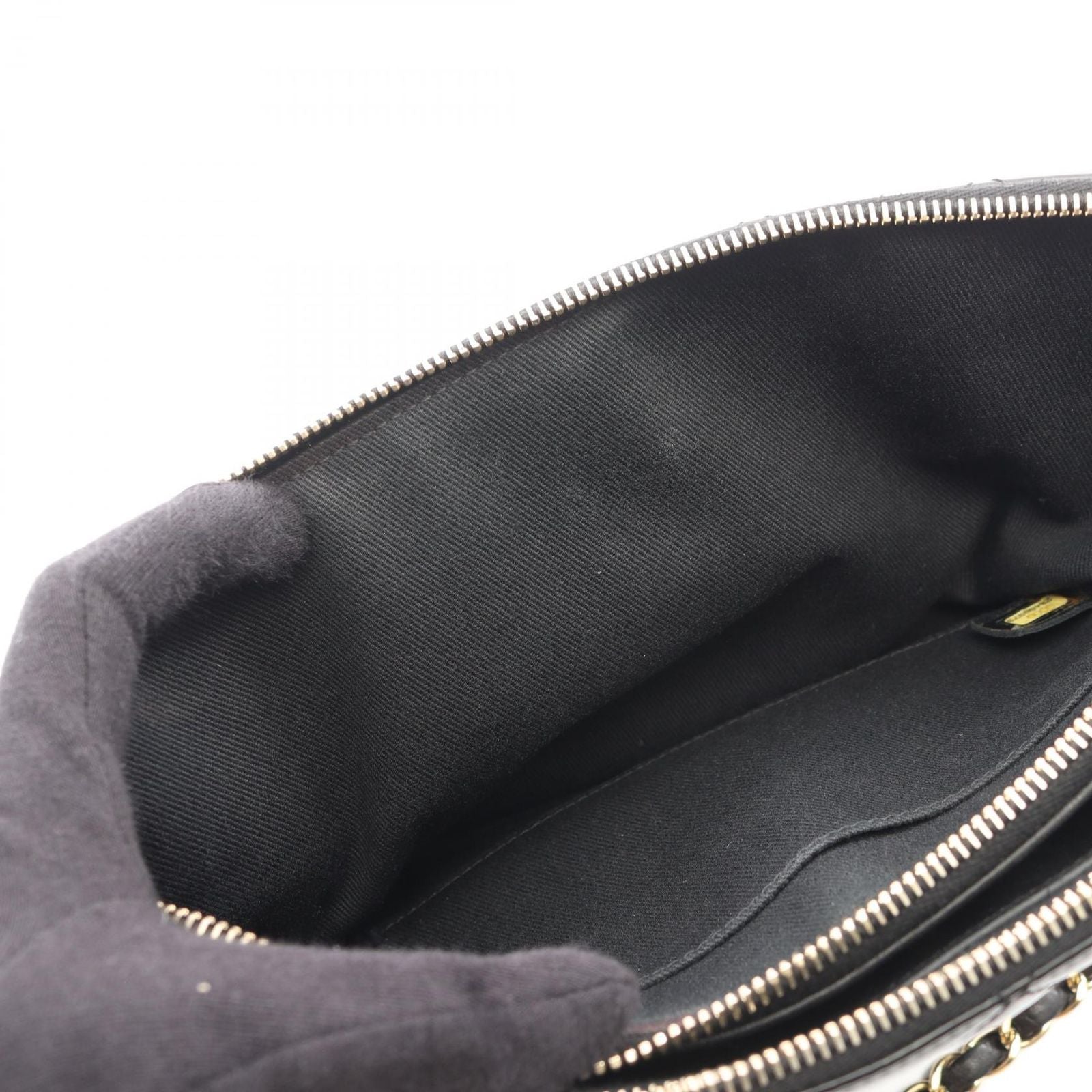 Chanel Shoulder Bag Quilted Black Patent Leather Chain — view 7