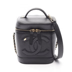 Chanel Handbag CC Logo 2-Way Black Lambskin CC Vanity Chain