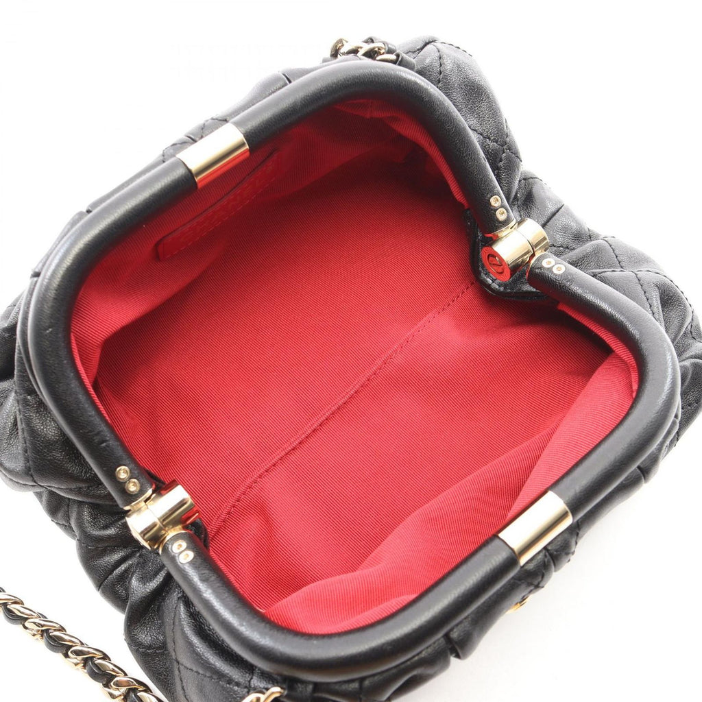 Chanel Shoulder Bag Quilted Black Lambskin Small Chain — view 3