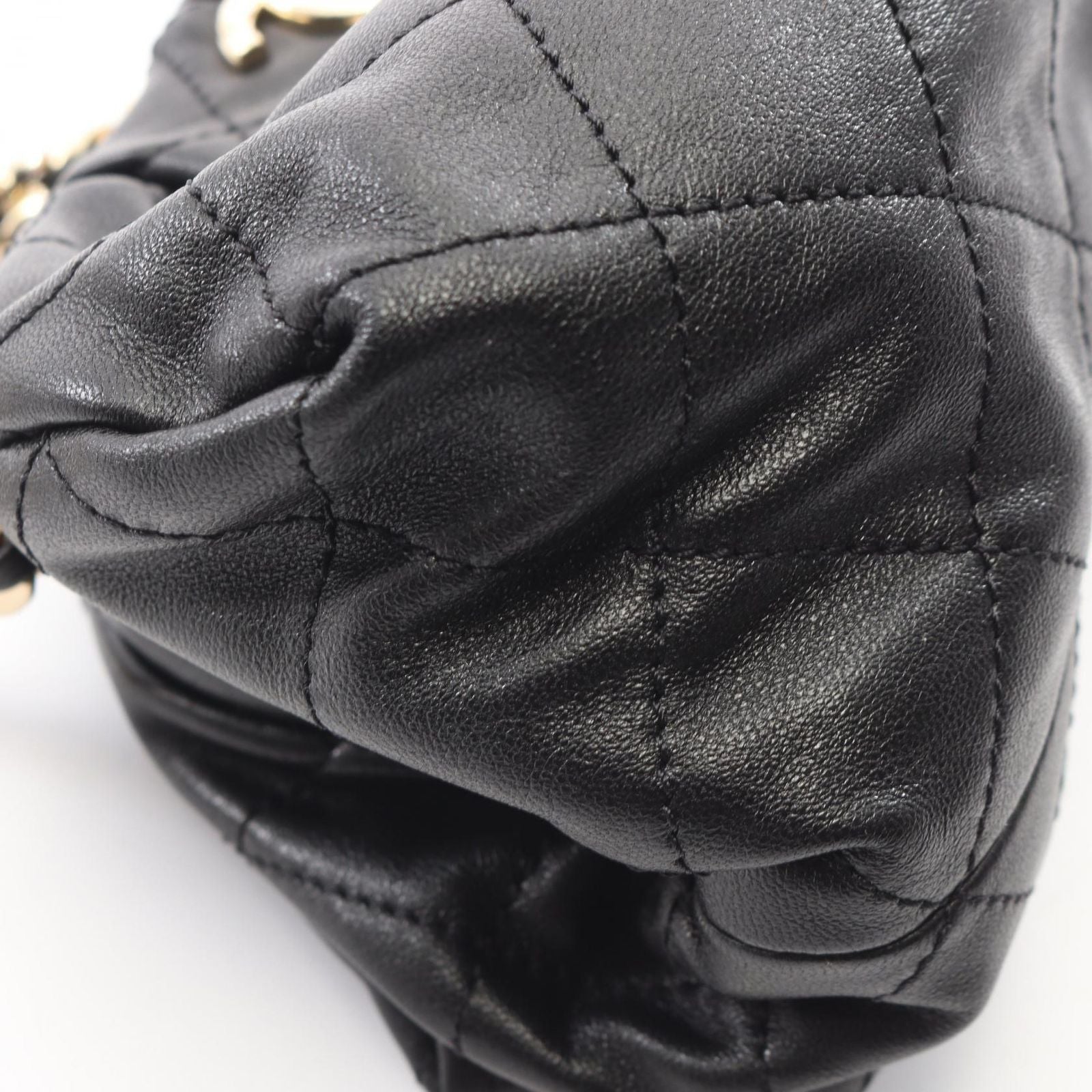 Chanel Shoulder Bag Quilted Black Lambskin Small Chain — view 7