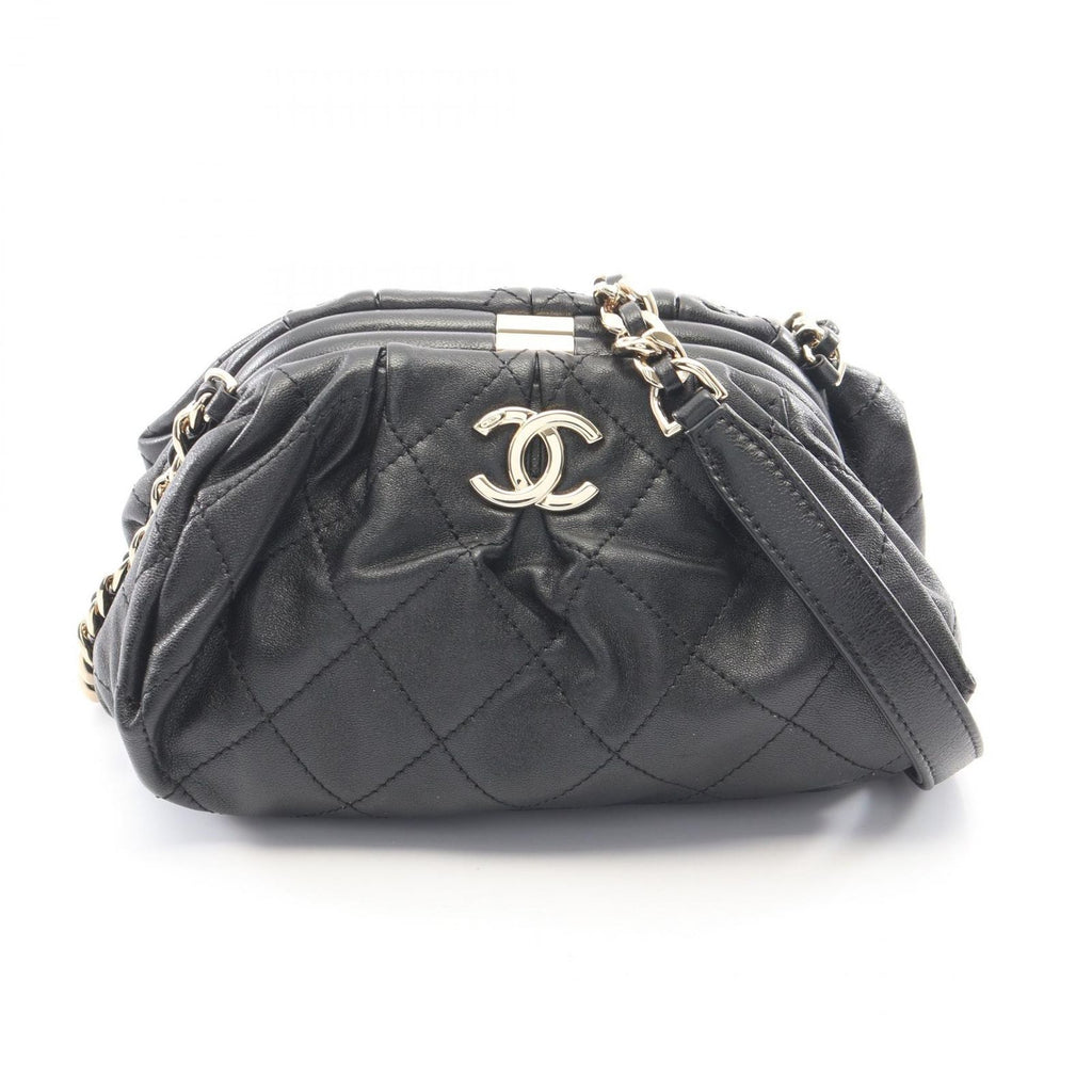 Chanel Shoulder Bag Quilted Black Lambskin Small Chain
