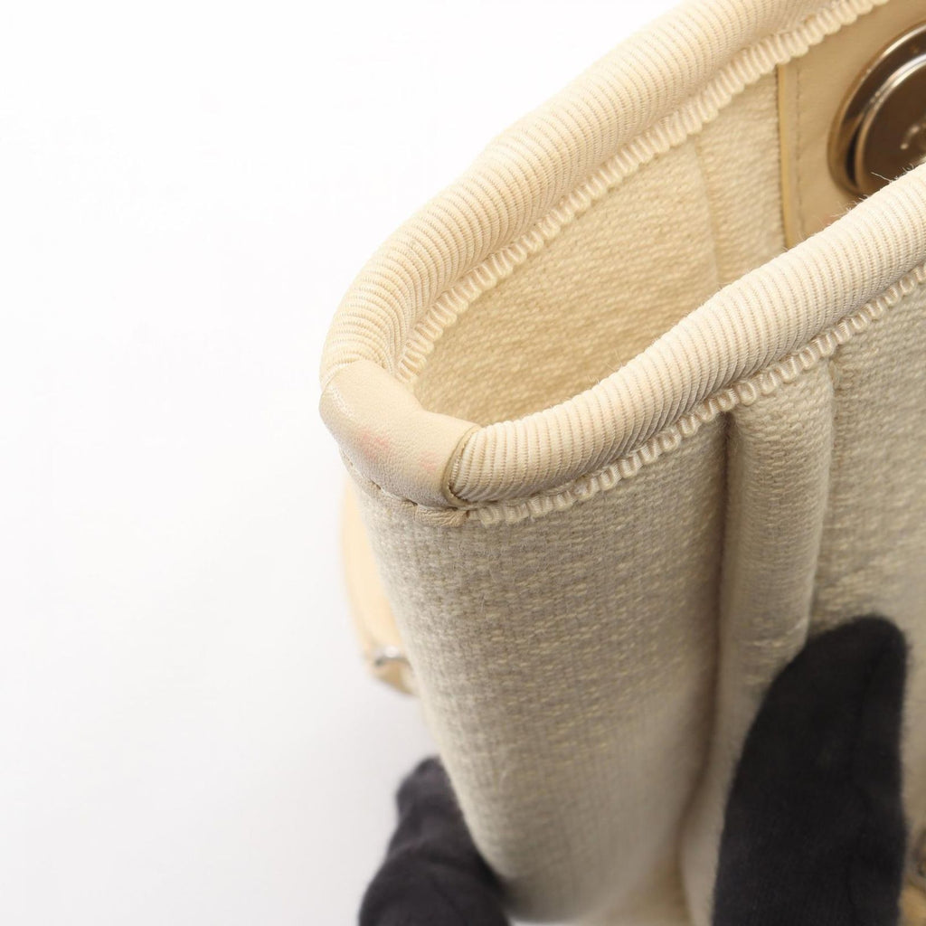 Chanel Tote Deauville PM Off White Canvas Leather Chain PM — view 7
