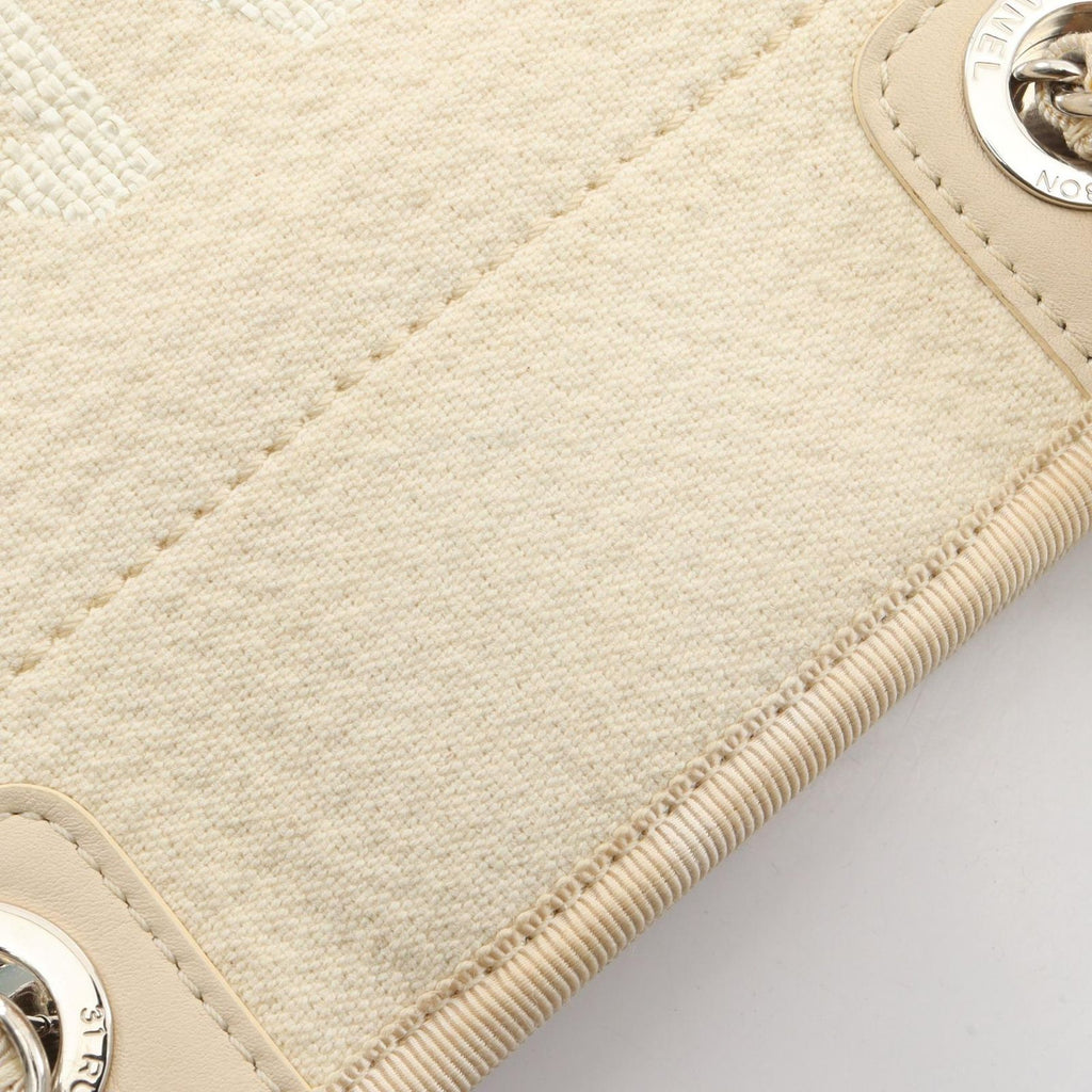Chanel Tote Deauville PM Off White Canvas Leather Chain PM — view 9