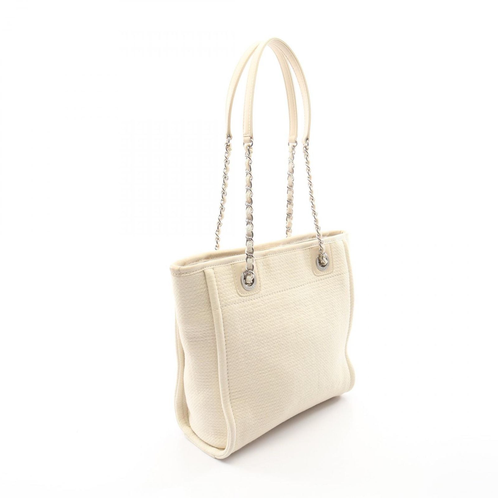 Chanel Tote Deauville PM Off White Canvas Leather Chain PM — view 2