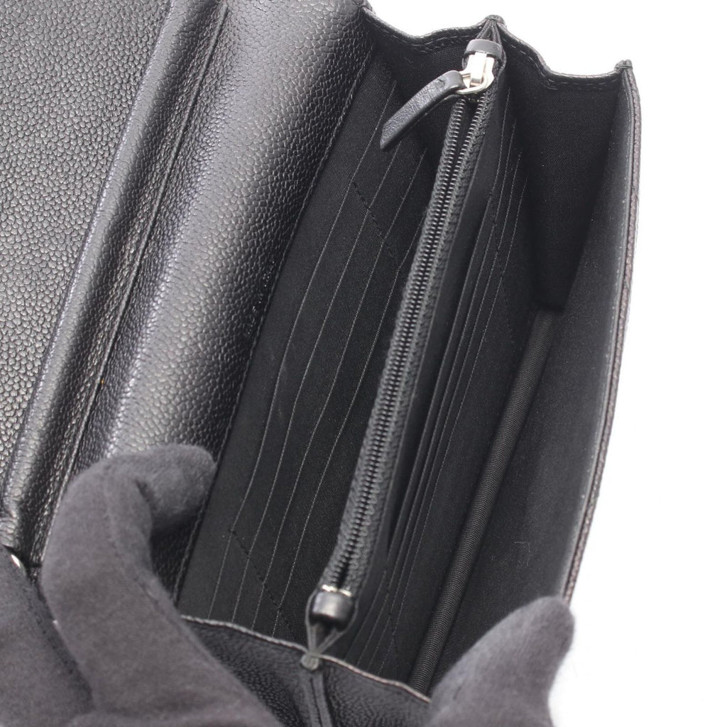 Chanel Shoulder Bag Chez Blanc Stitch Black Caviar Leather Chain Wallet — view 3
