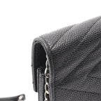 Chanel Shoulder Bag Chez Blanc Stitch Black Caviar Leather Chain Wallet — view 8