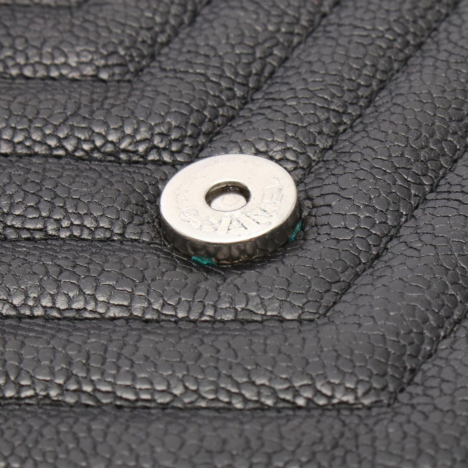 Chanel Shoulder Bag Chez Blanc Stitch Black Caviar Leather Chain Wallet — view 6