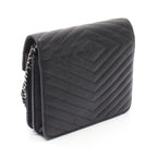 Chanel Shoulder Bag Chez Blanc Stitch Black Caviar Leather Chain Wallet — view 2