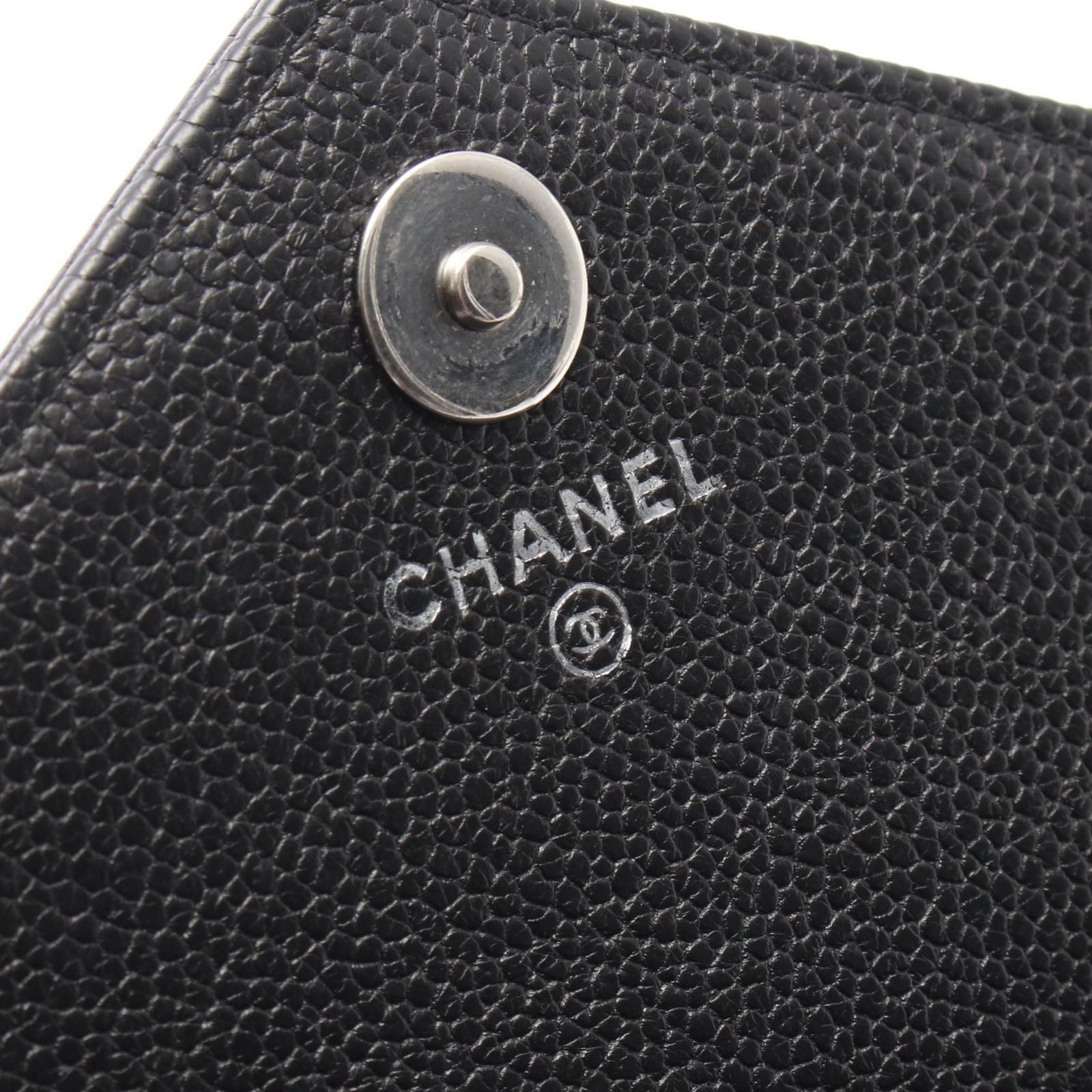 Chanel Shoulder Bag Chez Blanc Stitch Black Caviar Leather Chain Wallet — view 4