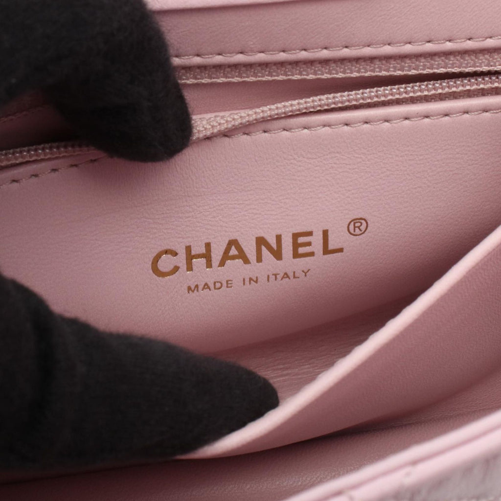 Chanel Shoulder Bag Quilted Top Handle Light Pink Leather Top 2-Way Chain — view 4