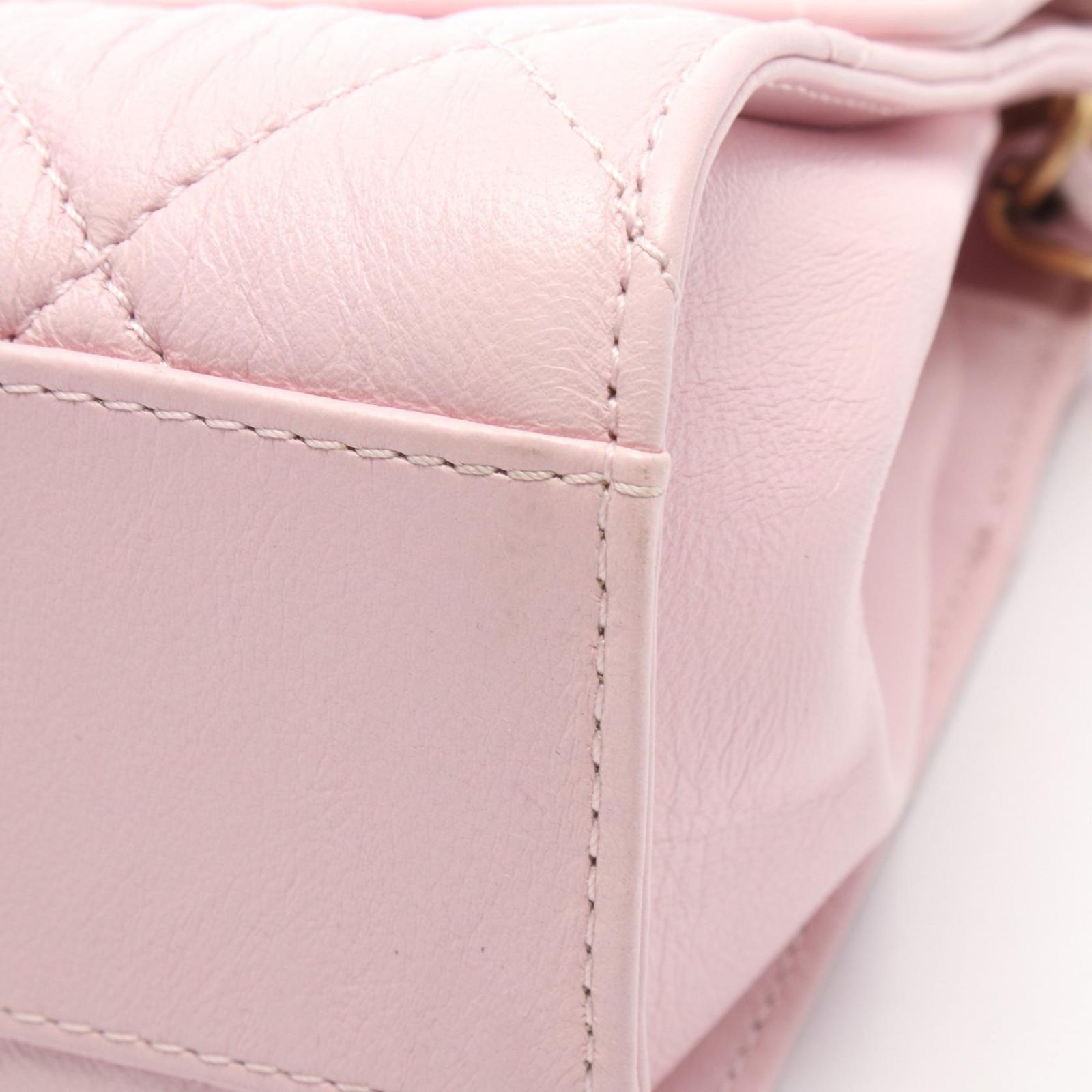 Chanel Shoulder Bag Quilted Top Handle Light Pink Leather Top 2-Way Chain — view 8