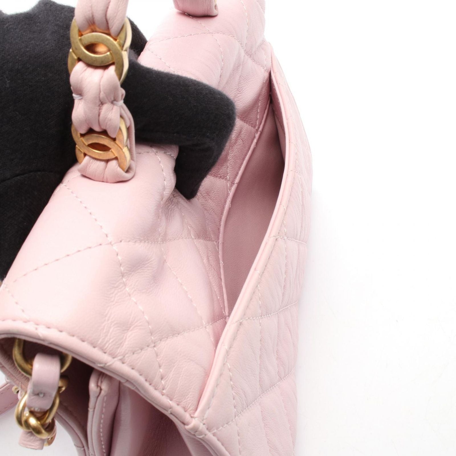 Chanel Shoulder Bag Quilted Top Handle Light Pink Leather Top 2-Way Chain — view 7