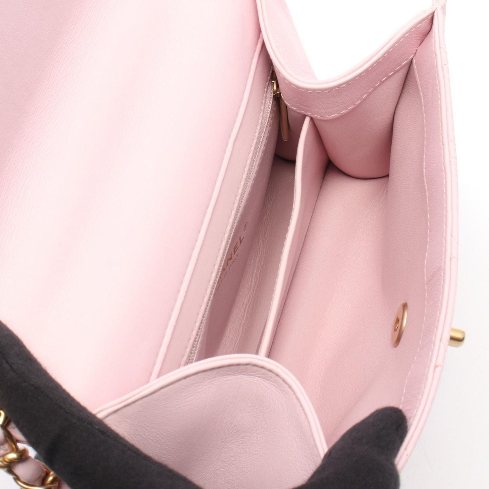 Chanel Shoulder Bag Quilted Top Handle Light Pink Leather Top 2-Way Chain — view 3