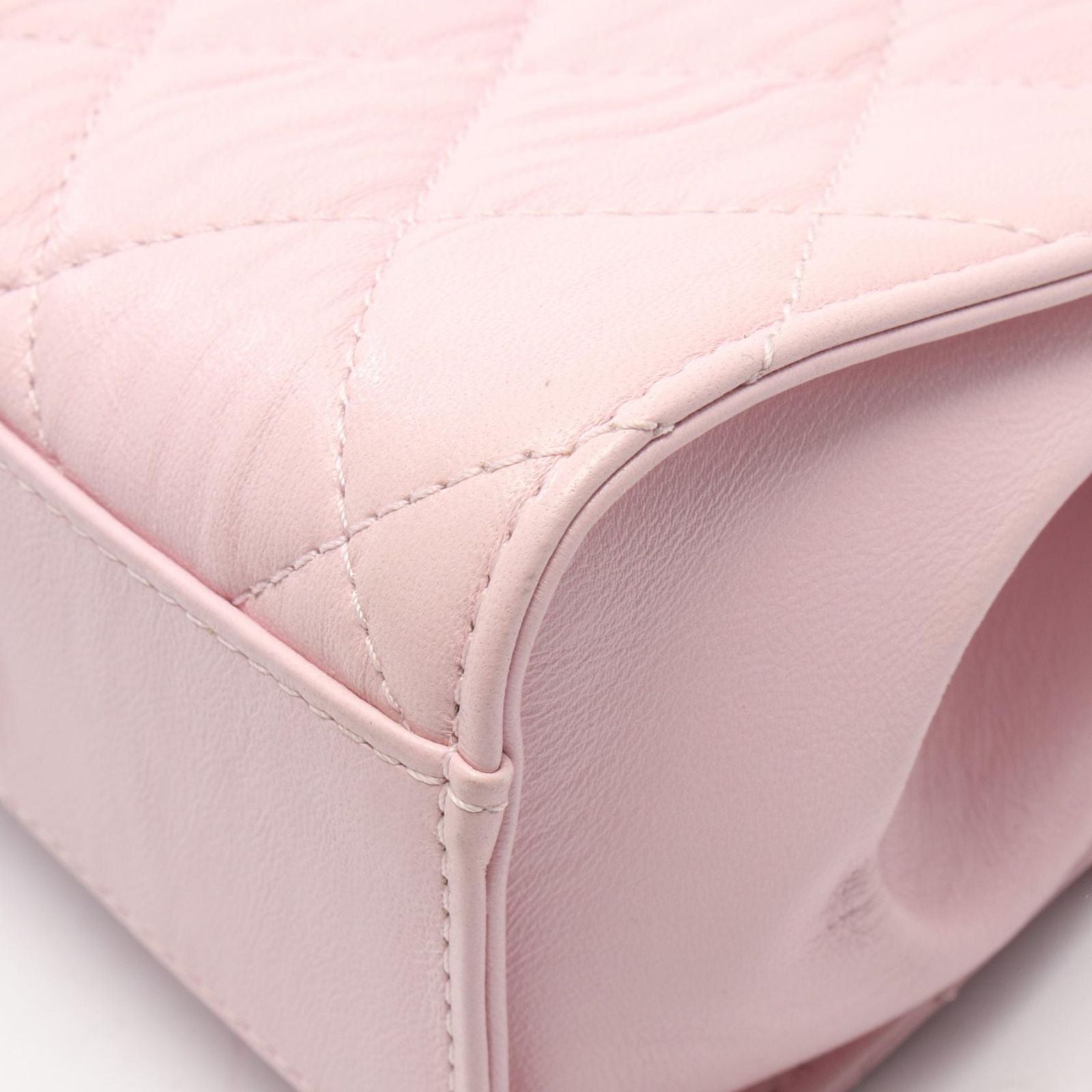 Chanel Shoulder Bag Quilted Top Handle Light Pink Leather Top 2-Way Chain — view 6