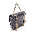 Chanel Backpack Quilted Square Chain Black Lambskin — view 2