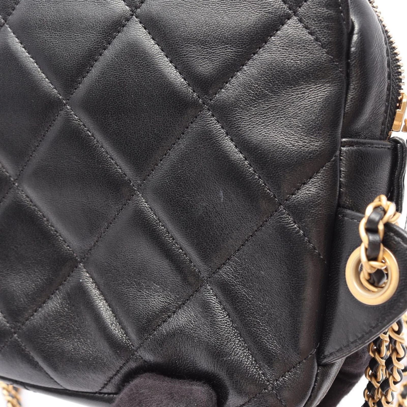 Chanel Backpack Quilted Square Chain Black Lambskin — view 9