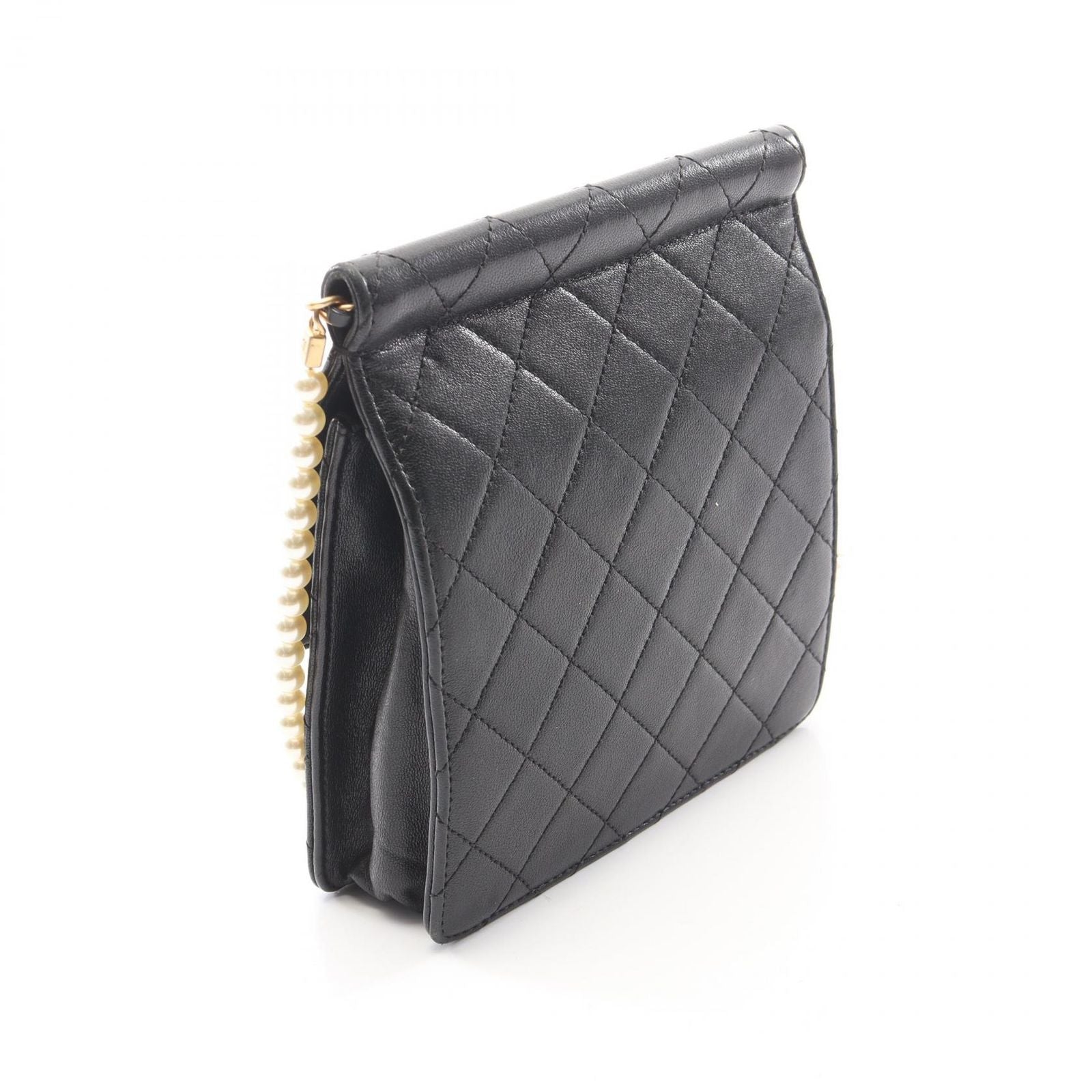 Chanel Shoulder Bag Quilted Black Leather Chain — view 2