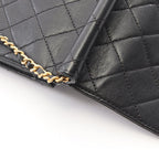 Chanel Shoulder Bag Quilted Black Leather Chain — view 8