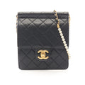 Chanel Shoulder Bag Quilted Black Leather Chain