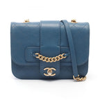 Chanel Shoulder Bag Quilted Blue Caviar Leather Chain