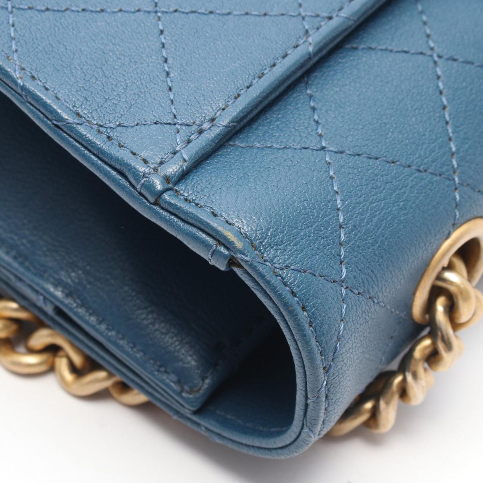 Chanel Shoulder Bag Quilted Blue Caviar Leather Chain — view 7