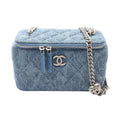 Chanel Shoulder Bag Quilted Vanity Denim Blue Chain