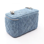 Chanel Shoulder Bag Quilted Vanity Denim Blue Chain — view 2