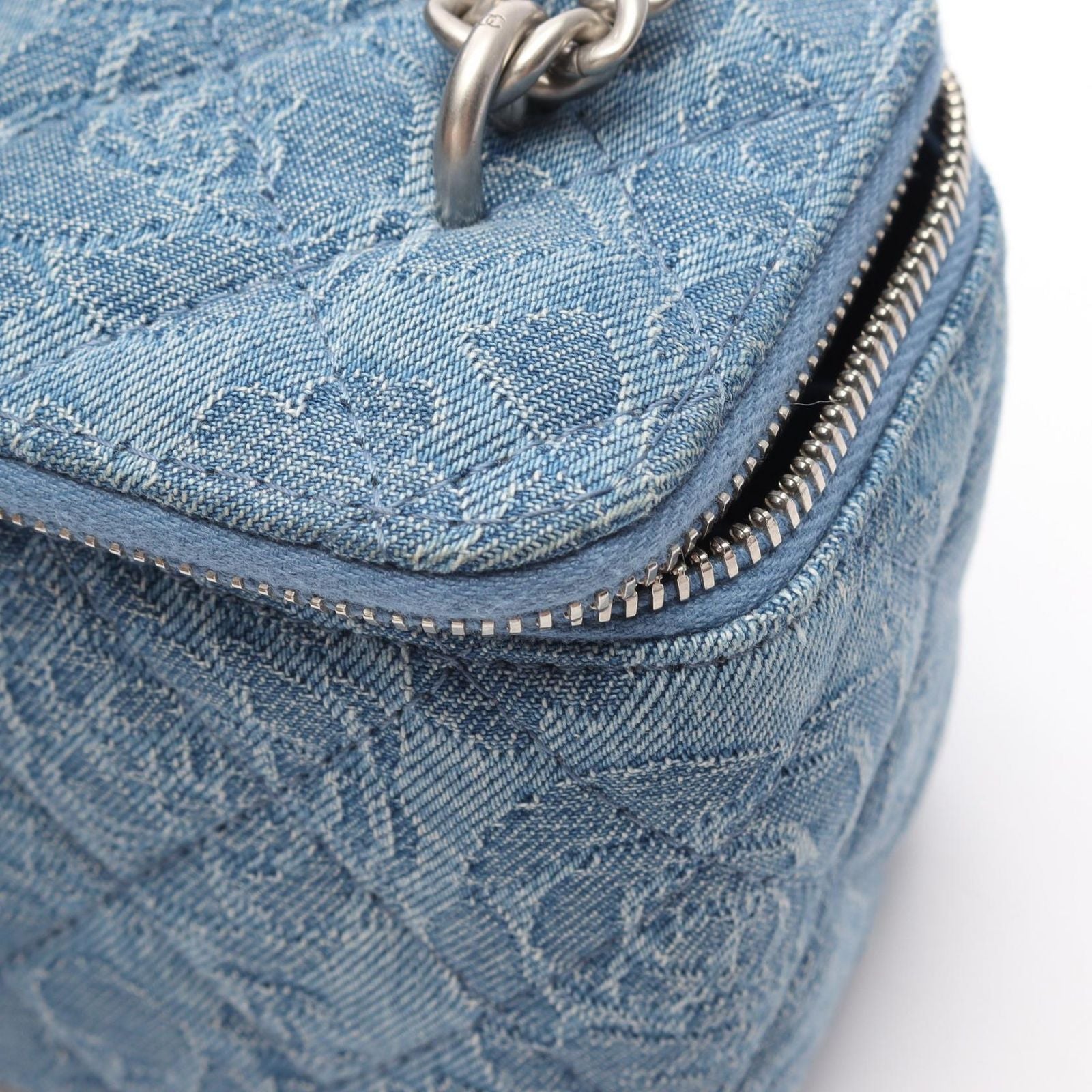 Chanel Shoulder Bag Quilted Vanity Denim Blue Chain — view 7