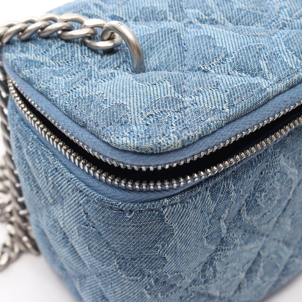 Chanel Shoulder Bag Quilted Vanity Denim Blue Chain — view 6