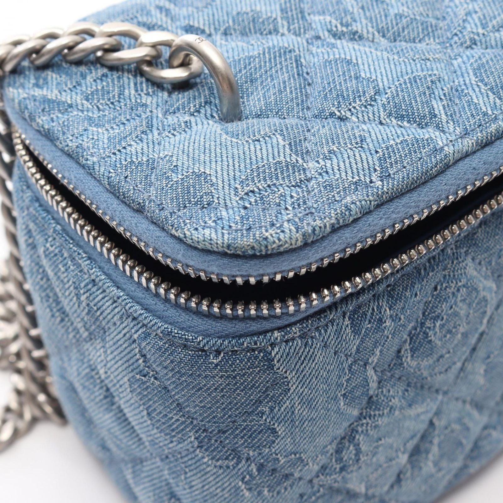 Chanel Shoulder Bag Quilted Vanity Denim Blue Chain — view 6