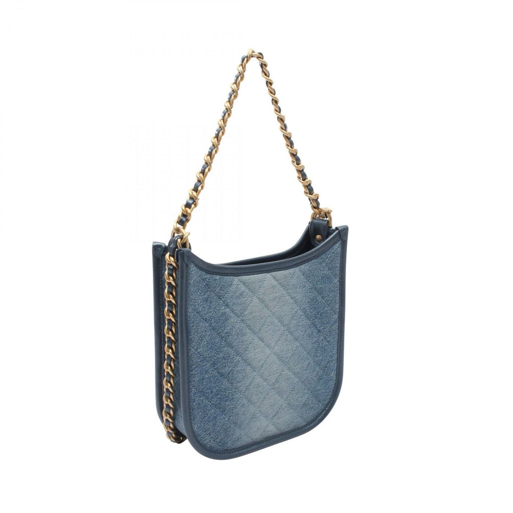 Chanel Shoulder Bag Quilted Hobo Denim Blue — view 2