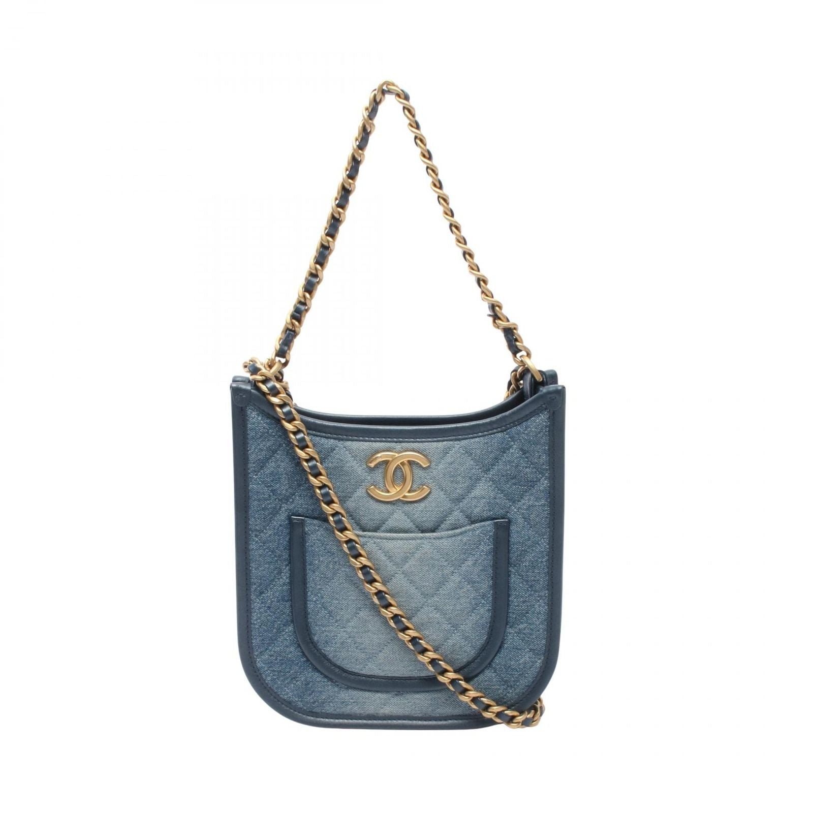 Chanel Shoulder Bag Quilted Hobo Denim Blue