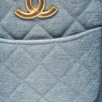 Chanel Shoulder Bag Quilted Hobo Denim Blue — view 9