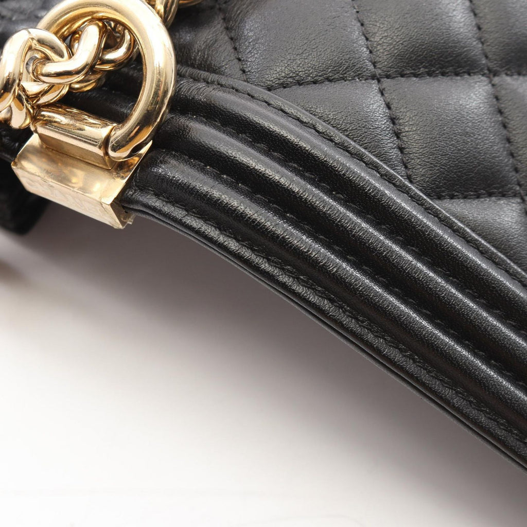 Chanel Shoulder Bag Boy Quilted Black Lambskin Boy Chain — view 7
